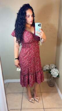 Max Studio Women's Flutter Sleeve Ruffle Midi Dress Red Floral XS NWT
